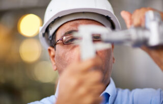 Close-up of engineer working with vernier